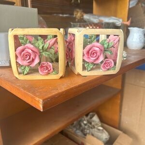 Vintage Pink Roses tea light set